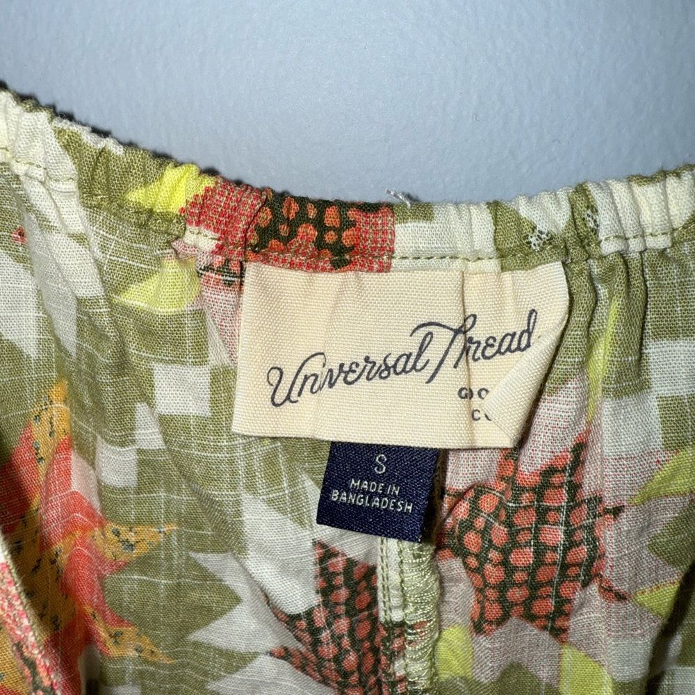 Universal Thread Green Smocked Patchwork Boho Dre… - image 8